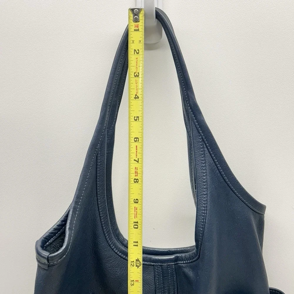 Rough and Tumble Leather Hobo Slouch Tote Bag Blue Pockets Made in Maine - Picture 15 of 16